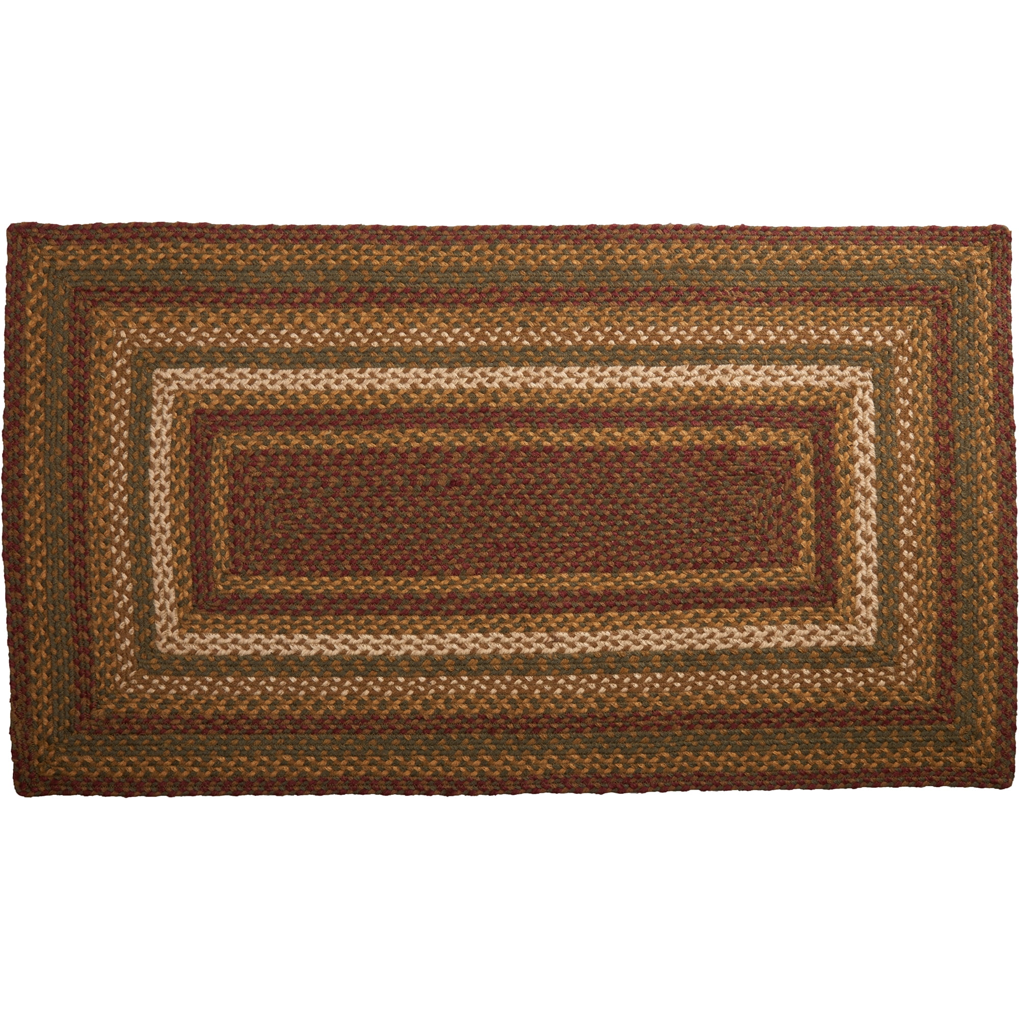 VHC Brands Tea Cabin Rustic Jute Green Striped Accent Rug Rectangle w/ Floor Pad 27"x48"
