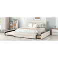 thumbnail image 4 of Queen Upholstered Platform Bed with Twin Size Trundle and Two Drawers, Beige, 4 of 13