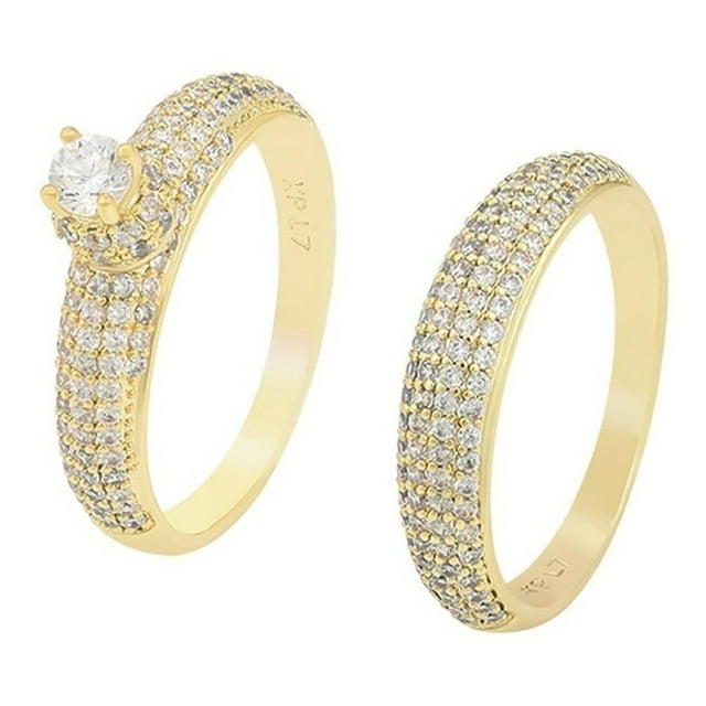 Anillo Compromiso Aesthetic Alianza Swarovski Oro 14k Lam dorado 7