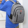 thumbnail image 1 of 1pc Simple Grey Backpack, New Business Computer Duffel Bag, Fashion Casual Large-capacity Travel Backpack, Multi-layer Design Bag, 1 of 5