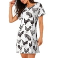 thumbnail image 2 of Easygdp Funny Chicken Camisón de manga corta para mujer, informal, estampado, 2 of 6