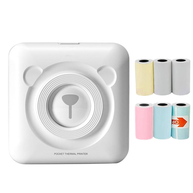 Pocket Thermal Notes Printe, Rechargeable Mini Photo Printer 6 Printing Paper for Smartphones