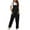 Khaki, variant on Womens Overalls Loose Fit Linen Jumpsuits Casual Solid Color Sleeveless Rompers with Pockets 2024 Gym Comfy Jumpers One Piece Pants, Black, L