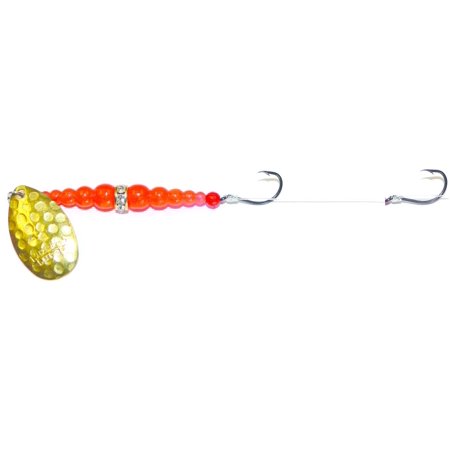 UPC: 0043557172011 | Mack s Lure Double Whammy #6 Hammered Brass/Florescent Orange  Spinnerbaits
