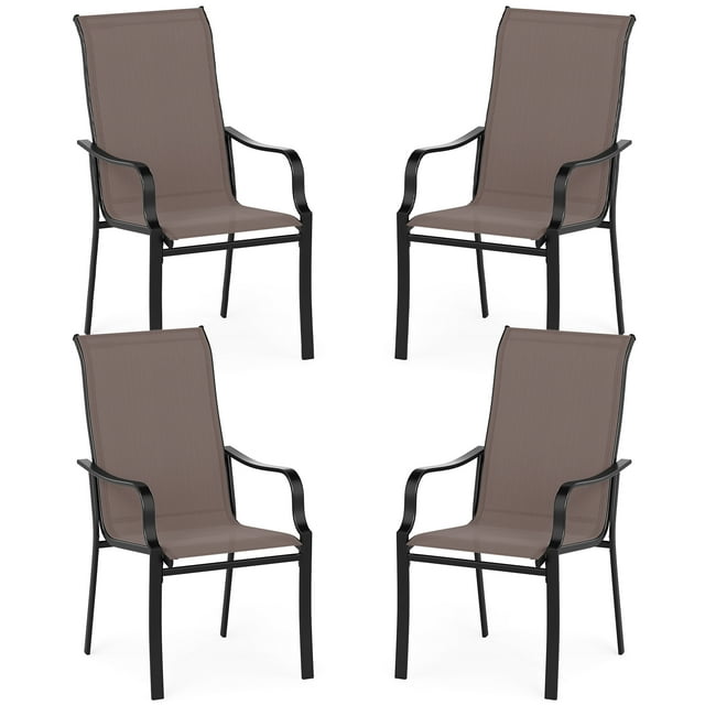 Costway Patio Dining Chair Set of 4 High Backrest Dining Furniture with Wide Seat