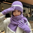 thumbnail image 2 of qolati Winter Hat Scarf Gloves Set for Women Warmer Thick Cable Beanie Long Scarf Gloves 3 in 1 Set, 2 of 7