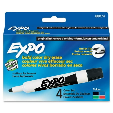 Expo Original Non-Toxic Dry Erase Marker, Bullet Tip, Assorted Color, Pack of 4