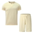 thumbnail image 2 of Vedolay Short Sets Men Men Short Sets 2 Piece Hawaii With Pockets Summer Casual 2023 Short Pants And T-Shirt,Gray M, 2 of 4