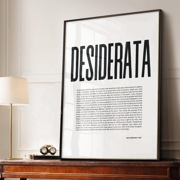 Desiderata Poem Print Max Ehrmann Motivational Quote Inspirational Wall Art, Unframed Paper Poster 8x10in