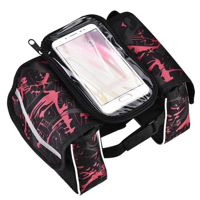 Bolsa para el tubo delantero de la bicicleta, impermeable y táctil, accesorio para teléfono móvil (rojo)