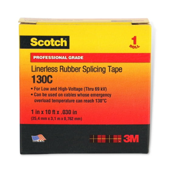 Scotch Linerless Rubber Splicing Tape (130C): 1 in. x 10 ft. (Black)