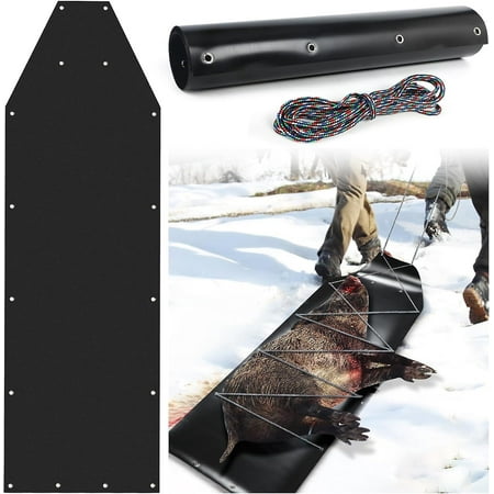 GET IT Deer Drag Sled Portable Ice Fishing Sled With Rope Multi-purpose Dog Sled Game Hauler Sled compatible Hunting Fire Wood Ice Fishing