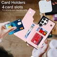 thumbnail image 4 of Nalacover Zipper Wallet Case for Samsung Galaxy S22 Ultra, Luxury PU Leather Crossbody Lanyard Shoulder Strap Magnetic RFID Blocking Cover with Kickstand Card Slots Holder Shockproof Case,Pink, 4 of 10