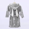 thumbnail image 4 of BRGZLK Kids Fleece Robes Boys Girls Cute Floral Print Plush Soft Flannel Warm Fluffy Bathrobe Home Absorbent Hooded Bath Towels for 3-12 Years Gray Free Size, 4 of 4