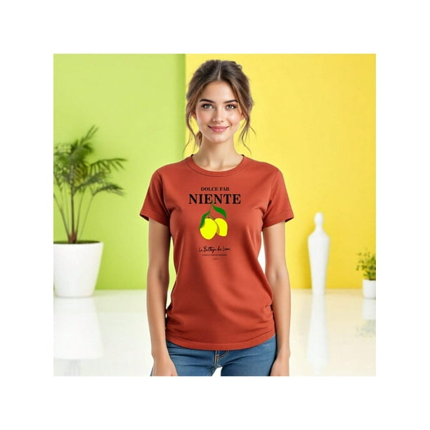 Playera Blusa De LimonesDolce Far Niente – Disfruta el Placer de No Hacer Nada con Estilo Color Shedron Talla Chica Marca Emil SaEs