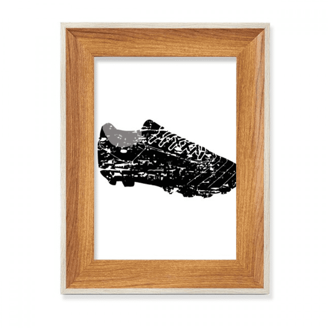 Black Football Shoes Pattern Soccer Desktop Wooden Photo Frame Display Picture Art Painting Multiple Sets