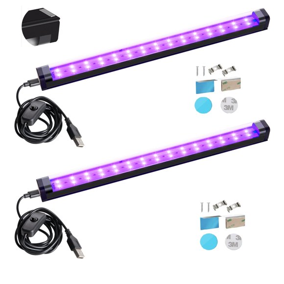 Barra de luz negra LED THLITURE, 10 W, 30 cm, luz negra, paquete de 2