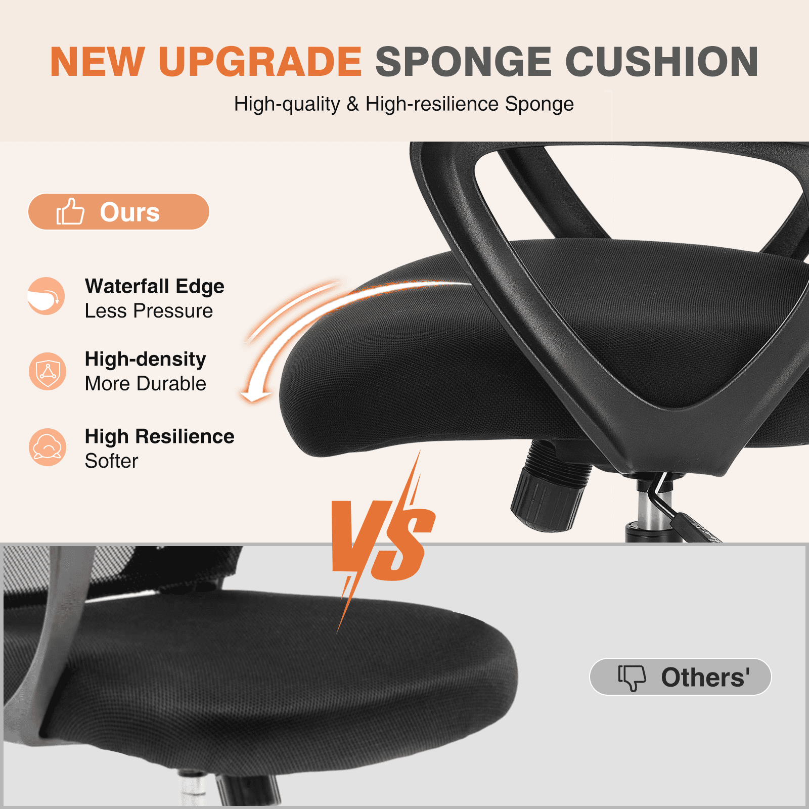 MAYEERTY Ergonomic Office Chair for Standing Desk with Adjustable Height, Computer Desk Chairs, Fixed Handrail , Black