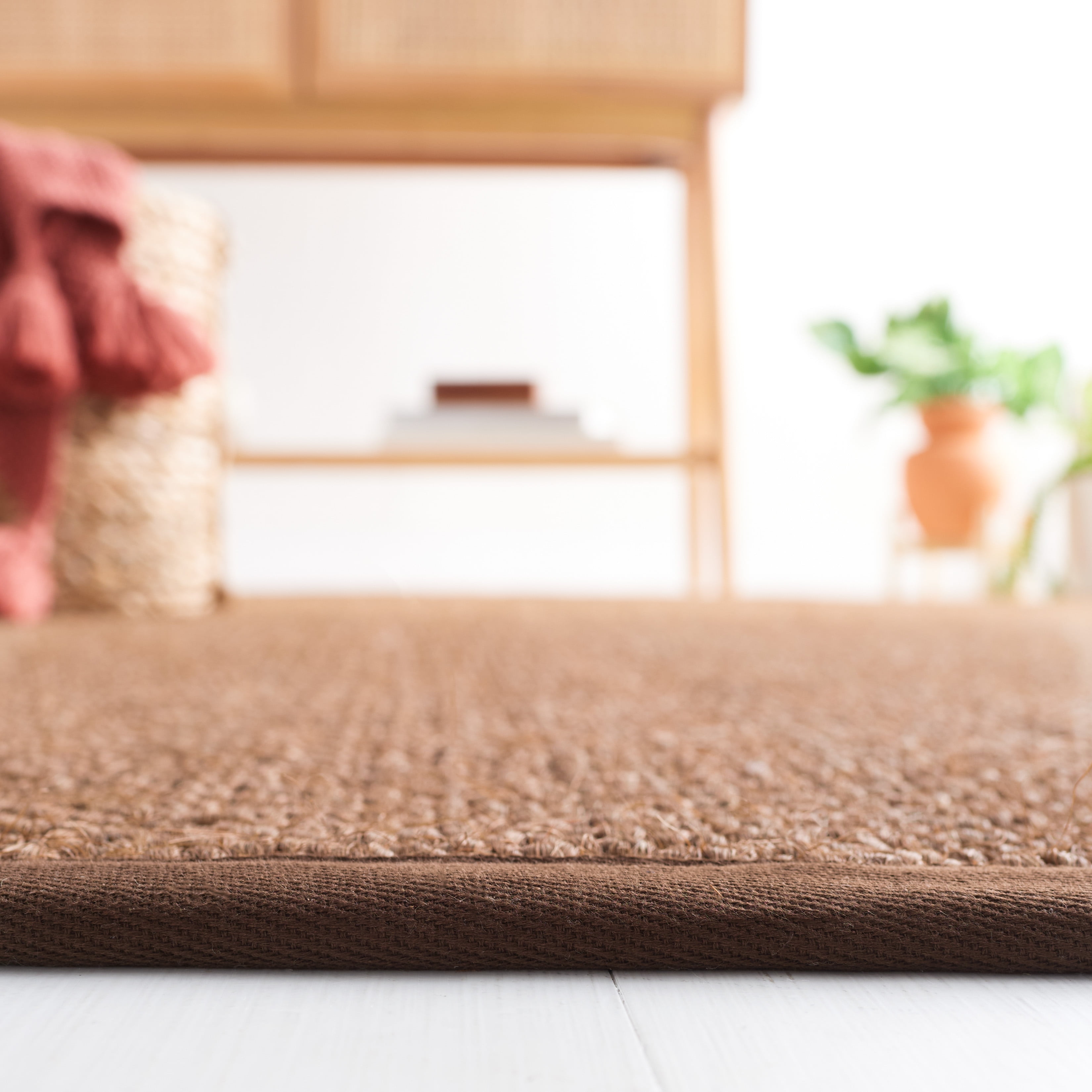 Safavieh Natural Fiber Charlene Bordered Area Rug, Chocolate, 3' x 5'