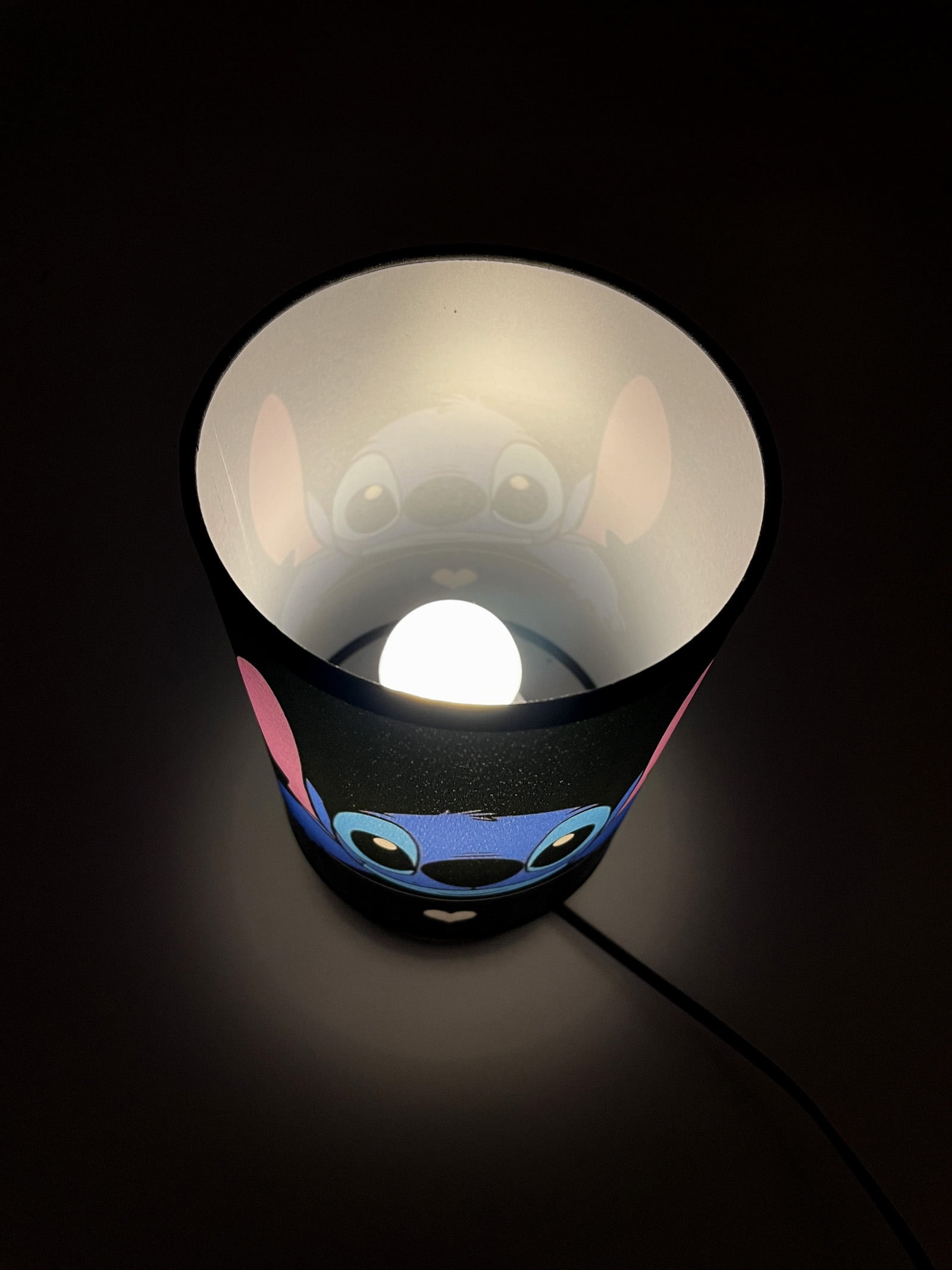 Night Light Stitch Table Lamp Wood Base Room Decoration or Great Gift Ideas