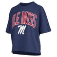 thumbnail image 2 of Women's Pressbox Navy Ole Miss Rebels Nelson Arch Over Logo Waist Length Oversized Slub T-Shirt, 2 of 3