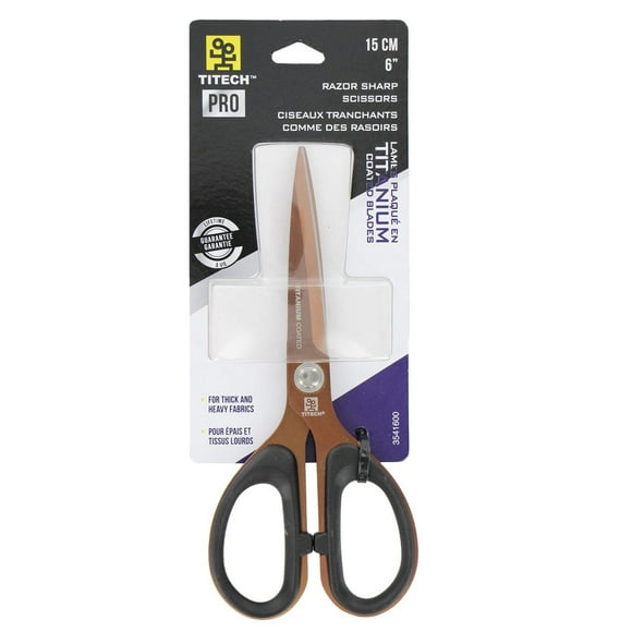 TITECH Pro 6" Sewing Scissors, High Carbon Stainless Steel, Titanium Coated