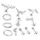 thumbnail image 5 of Juego de 12 pendientes de aro de moda para mujeres y niñas, aretes tipo botón Plata, 5 of 9