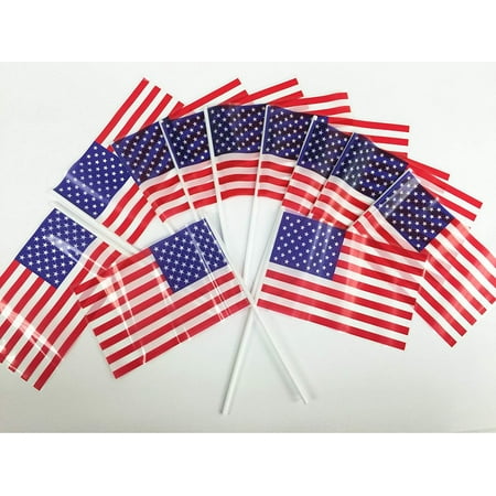 GiftExpress Pack of 72, Small Plastic American Flags 4x6 Inch/Small US Flag/Mini American Stick Flag/USA Stick Flag