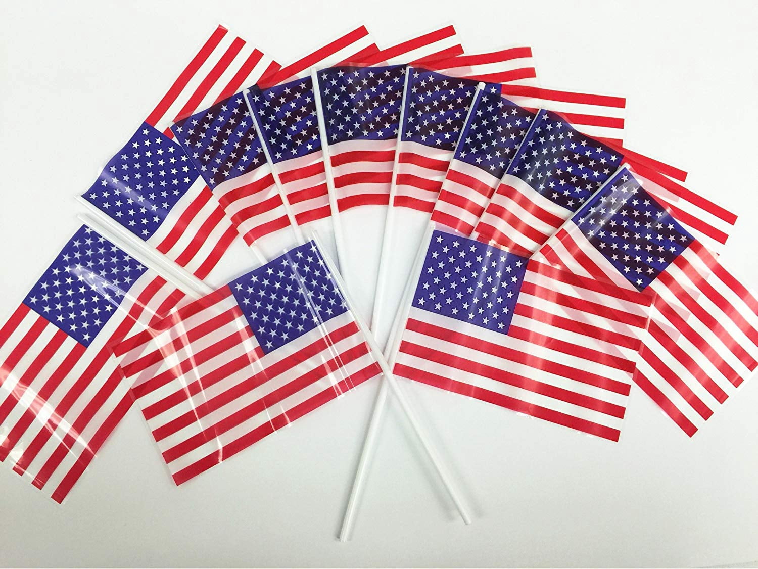 GiftExpress Pack Of 72 Small Plastic American Flags 4x6 Inch Small US
