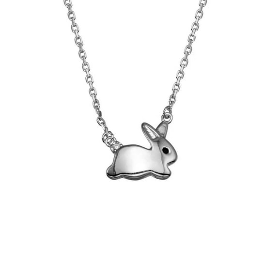 Silver Rabbit Necklace - 925 Sterling Silver - Easter Necklace Jewelry - Bunny Jewelry
