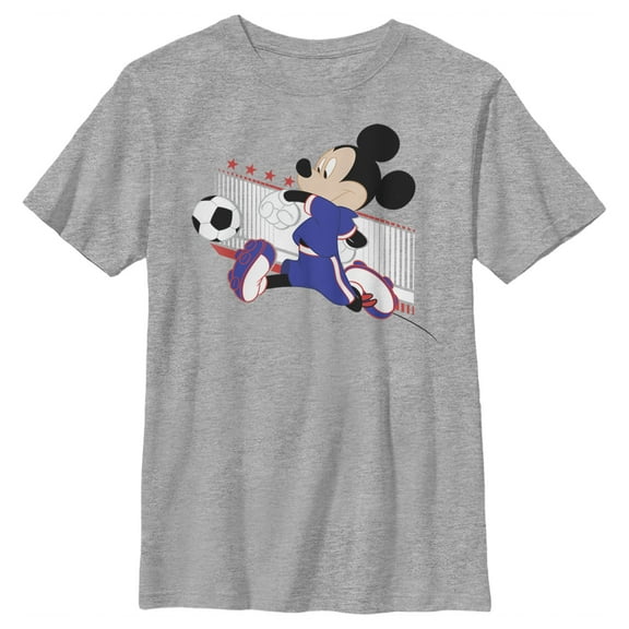 Boy's Mickey & Friends Mickey Mouse Soccer Japan  Graphic Tee Athletic Heather Medium