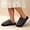 Black, variant on Women Closed Toe Striped Curly Fleece Mule Slippers, Color Block Soft Cushioned Flat Indoor Footwear For Bedroom Daily Household Rest Use(Green,6-6.5)