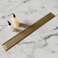thumbnail image 3 of Linear Shower Drain, 24 Inch Gold Shower Drain with Removable Square Hole Cover Grate, Bathroom Modern 304 Stainless Steel Brushed Gold Shower Floor Drain with Adjustable Feet,Hair Catcher, 3 of 13