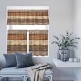 thumbnail image 6 of 3 Piece Kitchen Curtains and Valances Set Farmhouse Beige Brown Cafe Curtains 24 Inch Length Vintage Wooden Striped Valance & Tier Curtain for Living Room Bedroom Small Window 54"x18"+27"x24"*2, 6 of 6
