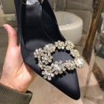 thumbnail image 3 of Sandalias de tacón alto con punta de lujo y diamantes de imitación para mujer, zapatos de novia para fiesta, de satén, 3 of 6