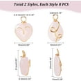 thumbnail image 2 of 16Pcs 2 Styles Natural Rose Quartz Pendant Heart Teardrop Quartz Charm Wire Wrapped Pendant Facted, 2 of 9