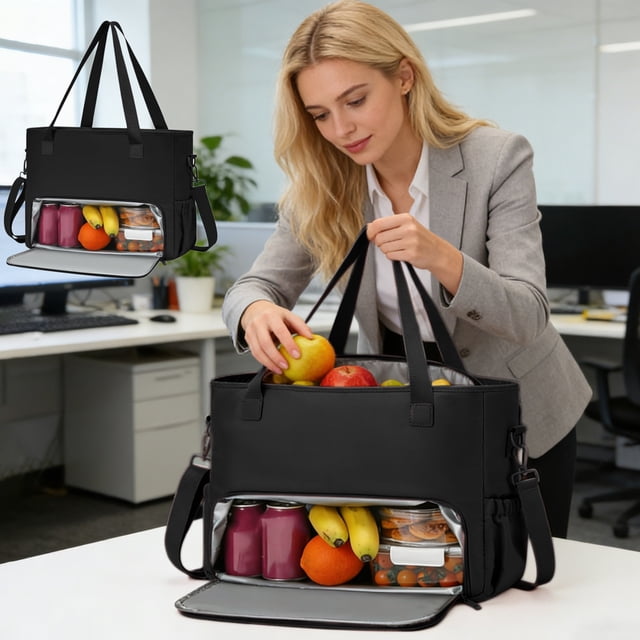 Bolsas de almacenamiento, loncheras para mujer, lonchera de 15.6 pulgadas para portátil con lonchera aislante y compartimento grande para portavasos, ideal para enfermeras, profesores, trabajo, oficin