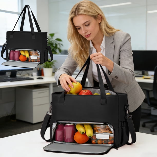 Bolsas de almacenamiento, loncheras para mujer, lonchera de 15.6 pulgadas para portátil con lonchera aislante y compartimento grande para portavasos, ideal para enfermeras, profesores, trabajo, oficin