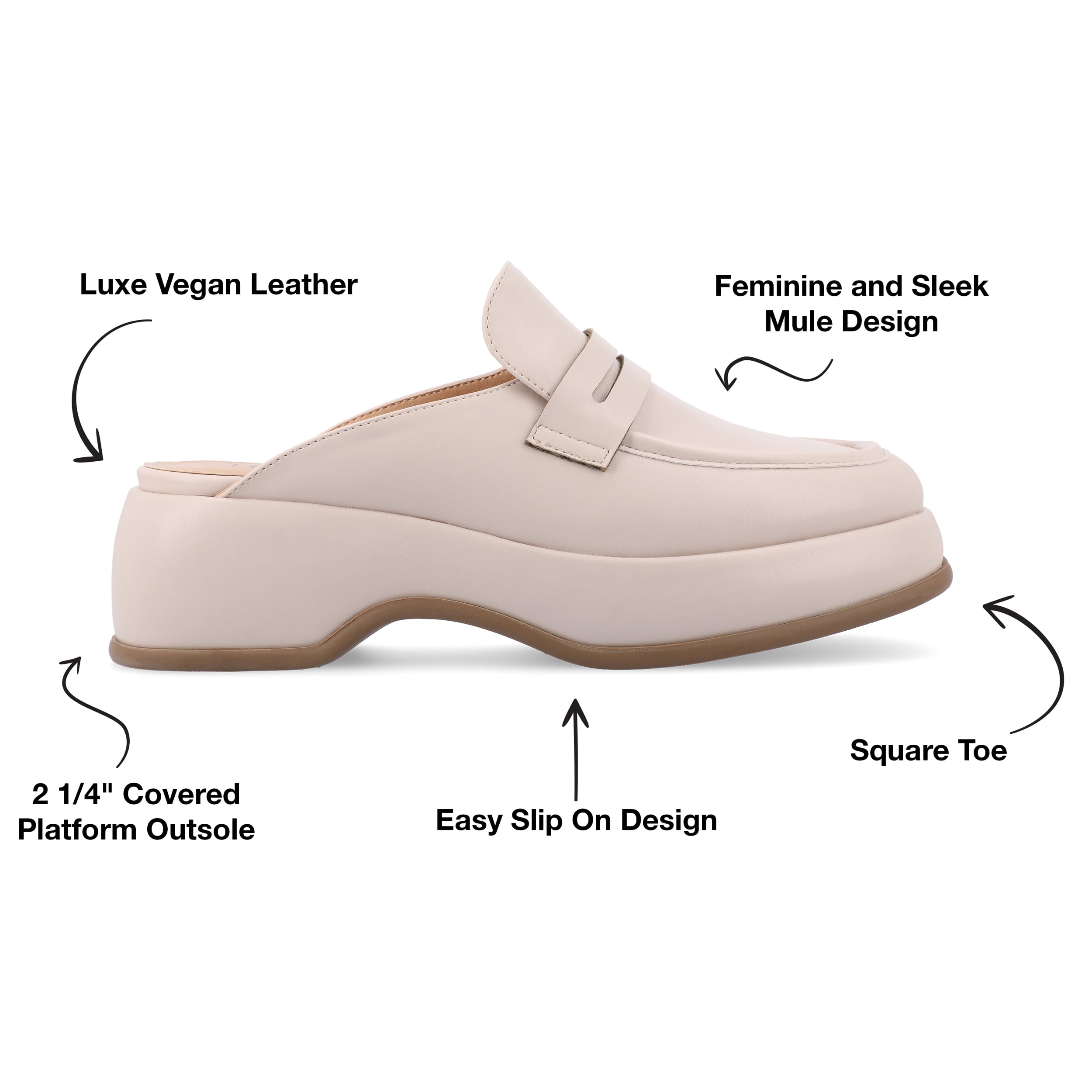 Journee Womens Antonina Slip On Mule Platform Loafer