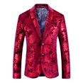 thumbnail image 4 of Traje de vestir con estampado floral para hombre, elegante blazer de corte entallado con solapa con muescas, 4 of 5