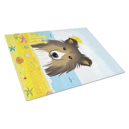 

Caroline s Treasures Sheltie Summer Beach Glass Cutting Board Large