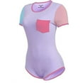 thumbnail image 5 of CutiePlusU Cotton Button Crotch Bodysuit Adult Romper Onesie Pajamas Splicing Style Purple XXXXL, 5 of 5