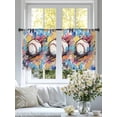 thumbnail image 4 of Baseball Sports, Semi Sheer Window Curtains 45 Inches Long, Minimalist Geometric Smear Art Rod Pocket Voile Silky Chiffon Curtain Light Filtering Drapes for Living Room, Kitchen, 52"x45", 2 Panels, 4 of 9