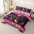 thumbnail image 3 of Homewish Gothic Skull Bone Quilt King for Girls, Halloween Candy Moon King Coverlet Set, Pink Purple Black, 3-Piece 1 Bedspread and 2 Pillowcases, 3 of 7