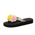 thumbnail image 2 of oqasdz Slippers for Women Summer Woven Floral Open Toe Platform Sandals for Wide Feet Raised Heel Beach Slippers Flip Flops,Yellow, 2 of 7