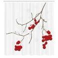 thumbnail image 3 of Ambesonne Rowan Shower Curtain, Plant with Snow, 69"Wx75"L, Red White Umber, 3 of 3