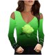 thumbnail image 1 of Blusa con estampado de hombros descubiertos de otoño a rayas de manga larga con cuello en V para mujer a la moda Fridja  ghj987+5519, 1 of 4