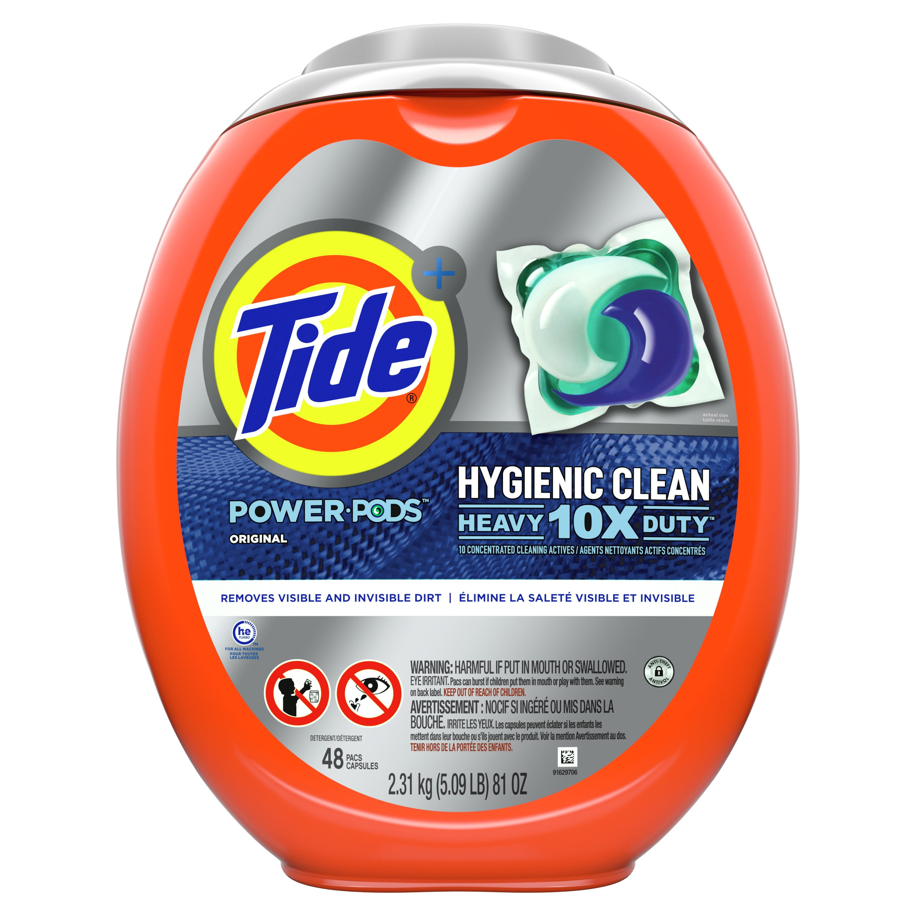 Tide Hygienic Clean Power Pods Original, 48 Ct Laundry Detergent Pacs - 1