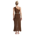 thumbnail image 3 of iiniim Women's Glittery Rhinestone Lyrical Dance Costume Sleeveless Split Maxi Dress Modern Dancewear Brown L, 3 of 7