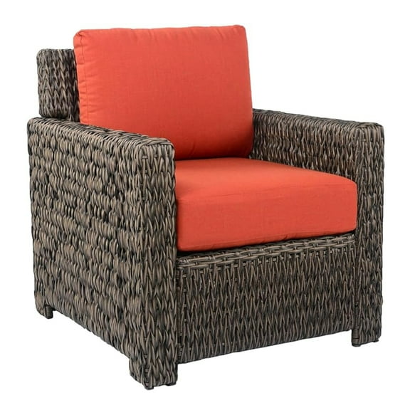 Rattan Patio Chair High Back, Wide Armrest Rattan All-Weather Outdoor Club Chair for Garden Backyard Porch Poolside